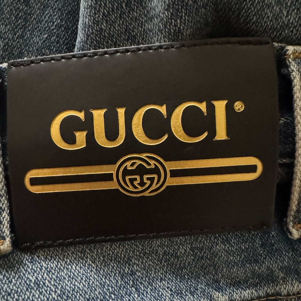 Gucci Guccy Denim Jeans with Green Logo and Red Patch size 26 - Picture 6 of 10